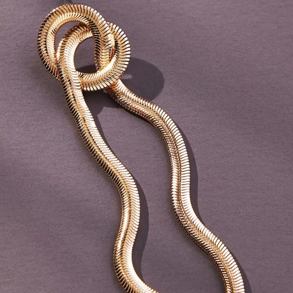 Snake loop chain earrings; nwot - Picture 3 of 3